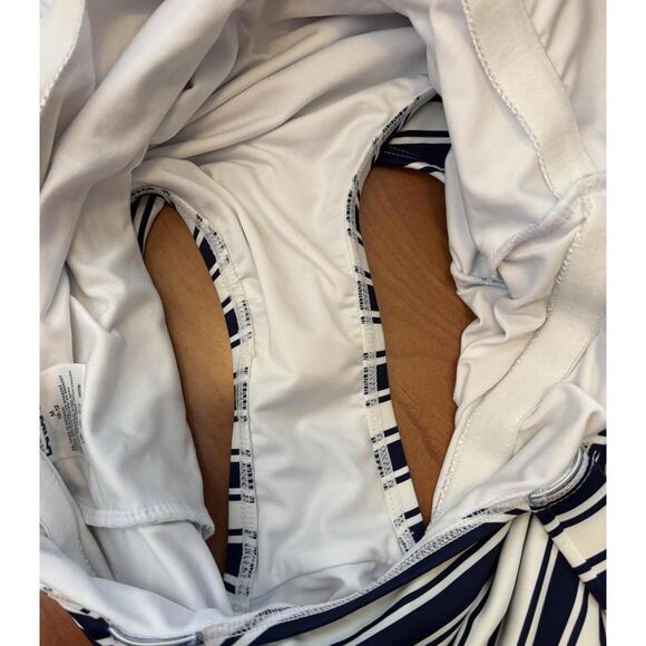 Lands End 1 Pc Swim Wide Straps‎ M Blue White Stripe 1864 - Picture 4 of 5